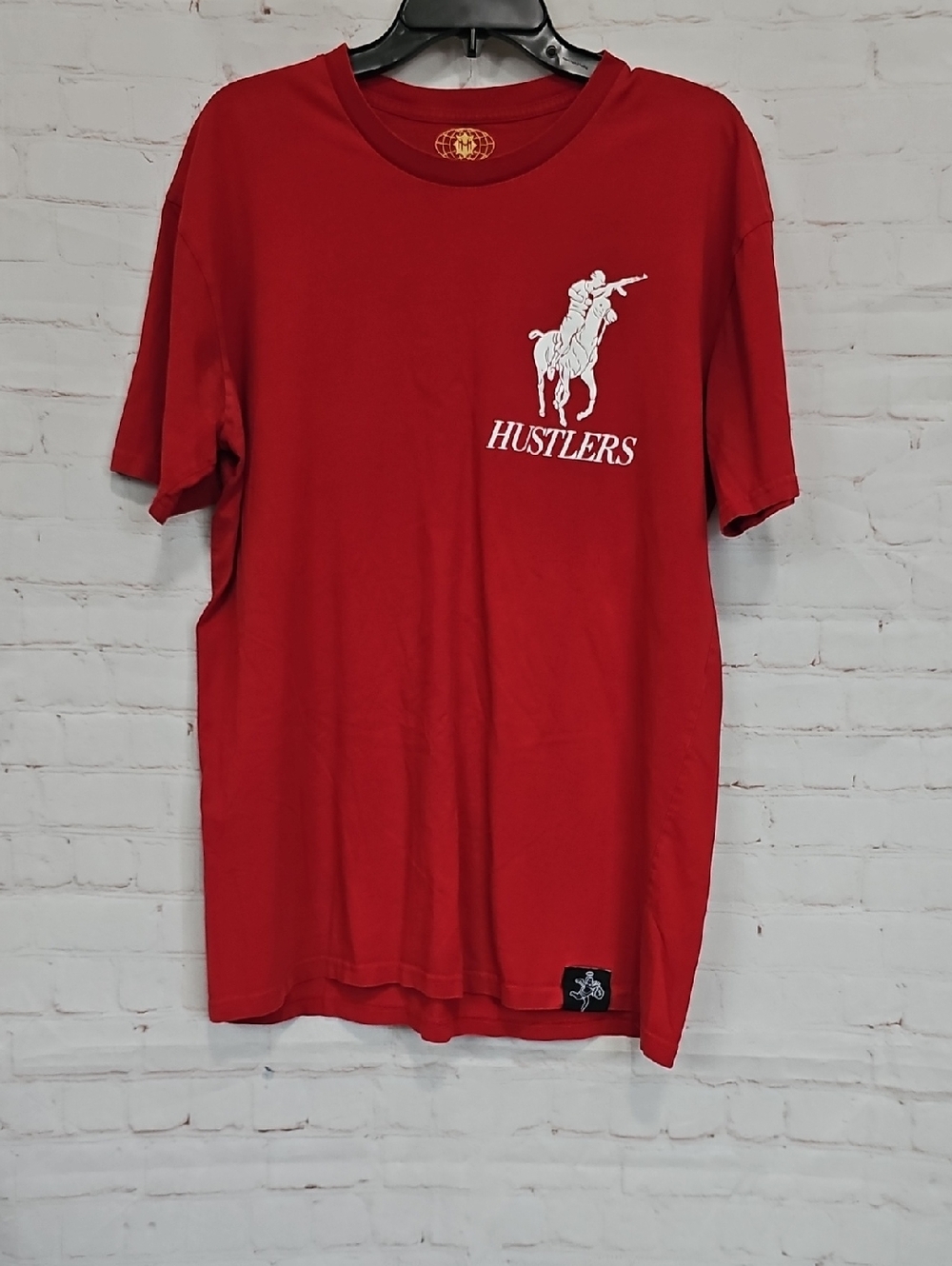 Red Graphic Short Sleeve Crew Tee with Rider Logo
